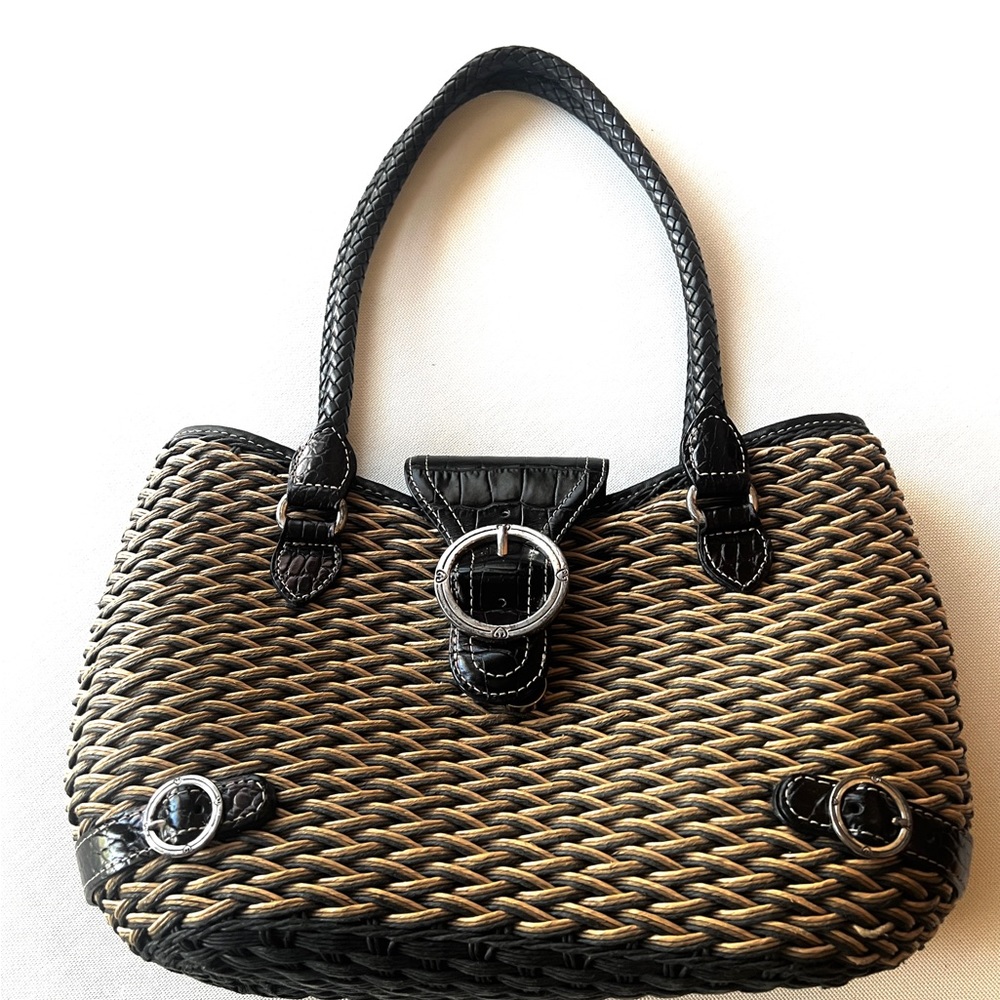 Brighton Bag Basket Weave Sturdy Straw Handbag Shoulder Purse